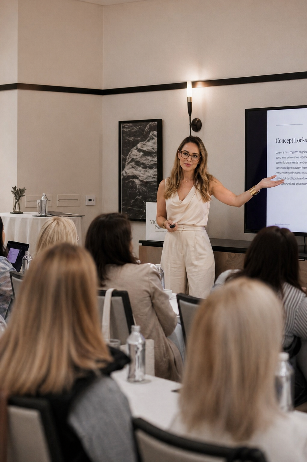 Adriana Carvalho conduzindo palestra